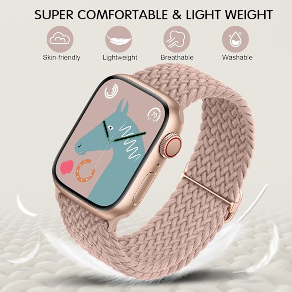 3-pack vävda armband kompatibla med Apple Watch-band 40 mm 38 mm 41 mm för kvinnor och män, justerbart nylonstretchigt elastiskt sportutbytesband Smoky Purple/Pink Sand/Starry Light 38/40/41mm