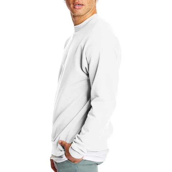 Mjuk fleece-tröja för män, bomullsblandad pullover, rundhalsad tröja för män, 1 eller 2-pack tillgängligt White - 1 Pack Medium