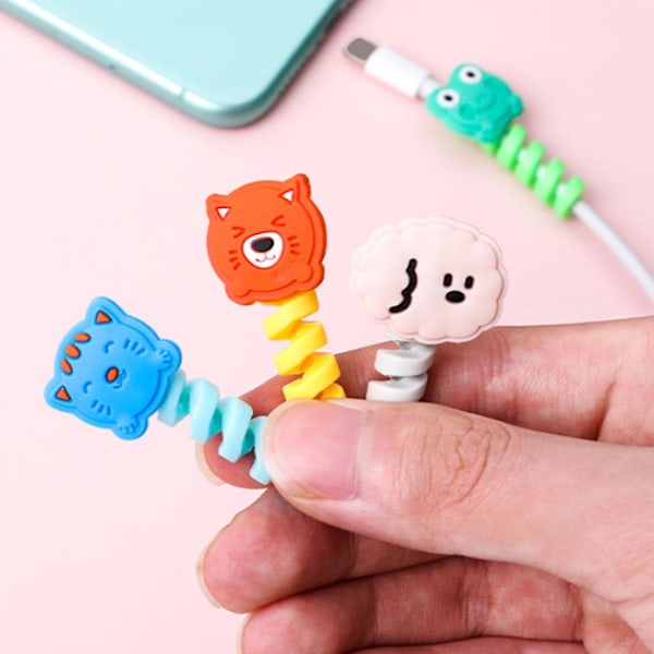 2 stk Spiral USB Lader Datakabelbeskytter Ladeledning Beskyttelse Panda