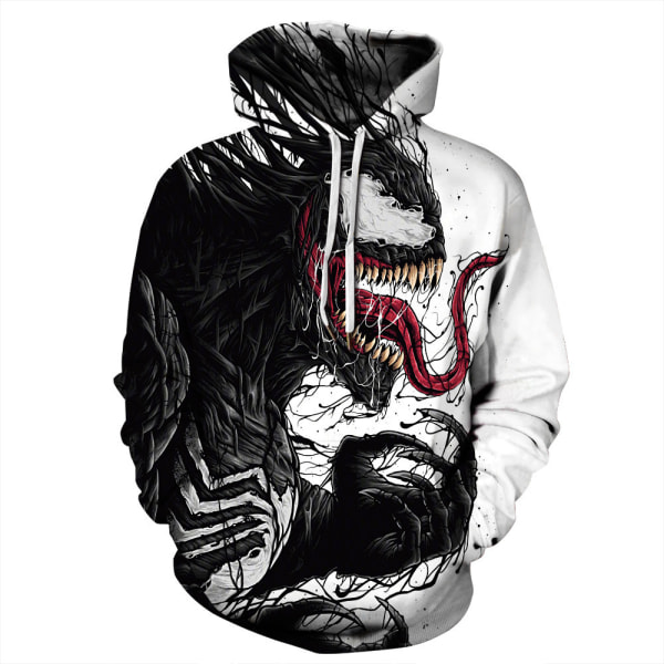 Marvel Venom Halloween huvtröja herr 3D printed Flame Loose Fashion Hoodie Marvel Venom sweatshirt 014 S