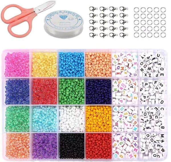 DIY - Perleboks - Seed beads - 3mm - 7000stk - Bokstavsperler Multicolor multifärg
