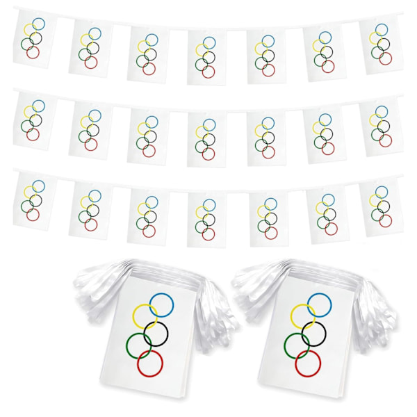 Olympisk flag, 14*21cm dekoration til de olympiske lege, baråbning, dekoration til internationale begivenheder, 10 meter, 20 flag (2 stk)