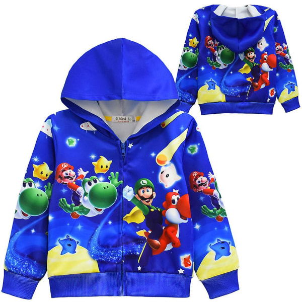 super mario bros 3d digital print hoodie jacka med full zip A 4-5 Years