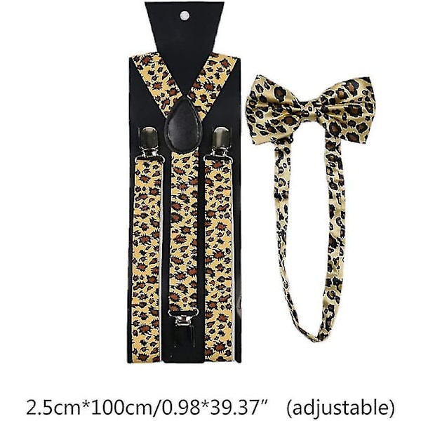 Unisex seler butterfly sæt bredt leopardmønster justerbar 3 clip-on Y-ryg bælte, Khaki