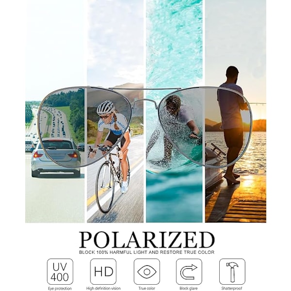 Polariserade pilot solglasögon för kvinnor och män, retro stil med UV400-skydd för körning och fiske green