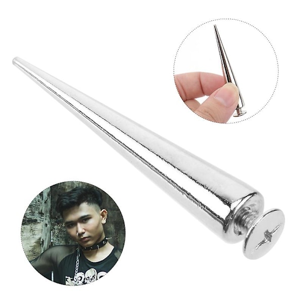 10-pack solida punk-spik nitar i metall och läder, silverfärgade koniska nitar