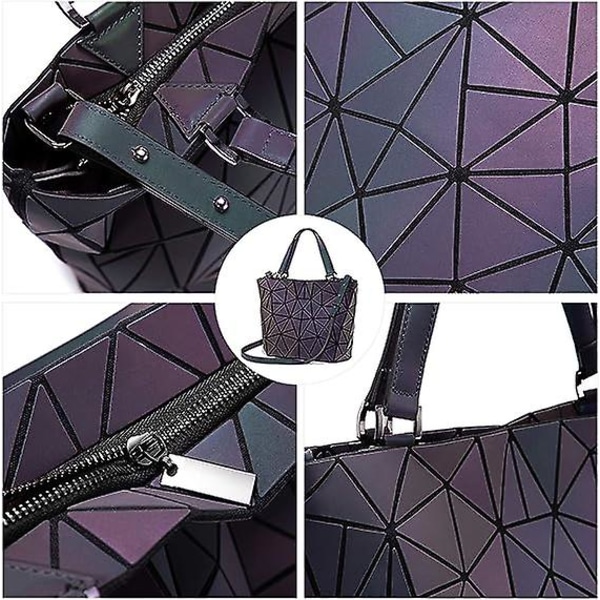 Geometriska lysande plånböcker och handväskor för kvinnor Holografisk reflekterande Crossbody-väska plånbok