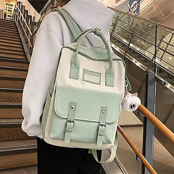 Esteettinen reppu, söpö Kawaii-reppu kouluun, söpö esteettinen reppu (vaaleanvihreä)