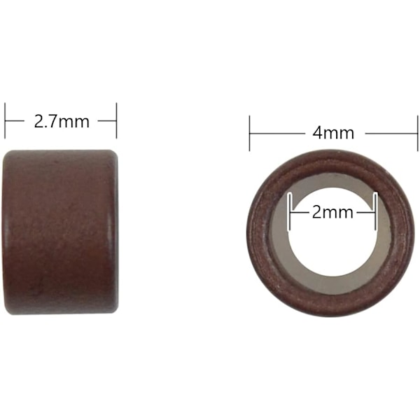 200 st silikonfodrade microringar länkar pärlor 4,0 mm hårpärlor för hårförlängningar Brown