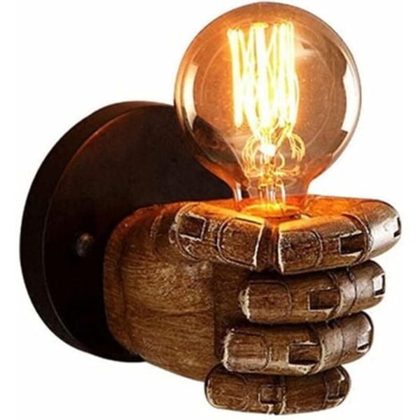Vägglampa hand Left Fist Loft stil industriell antik kreativ lampa för restaurang bar café harts sovrum dekoration