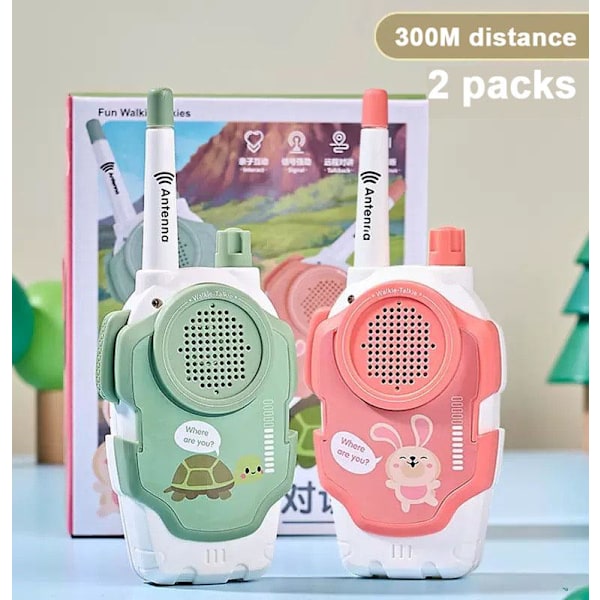 Trådlös barnwalkie-talkie Pink/Green-Rechargeable & Lanyard