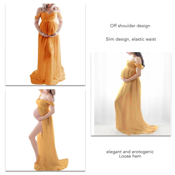 Gravid Lång Klänning Off Shoulder Elegant Snygg lös fåll Klänning för gravid kvinna för brudaffär Fotografering Ginger L 1