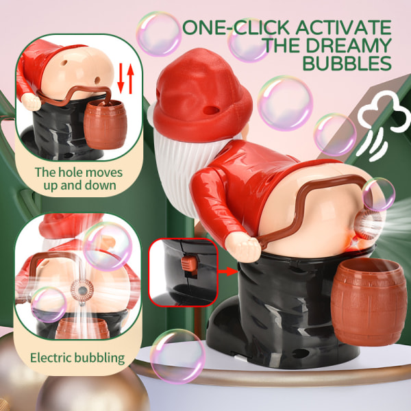Rolig jultomte elektrisk bubbelblåsande leksak helautomatisk fisbubblamaskin med ljus och musik