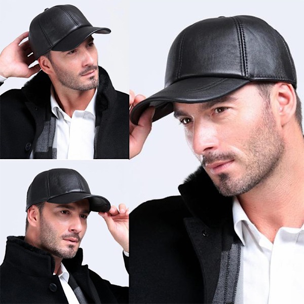 Unisex PU-skinn baseballcaps Snapback Hip-hop sport avslappede justerbare hatter navy