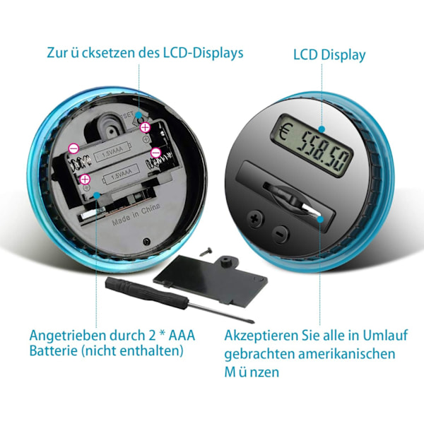 Spisbords-spargris med LCD-display, automatisk spargris, la