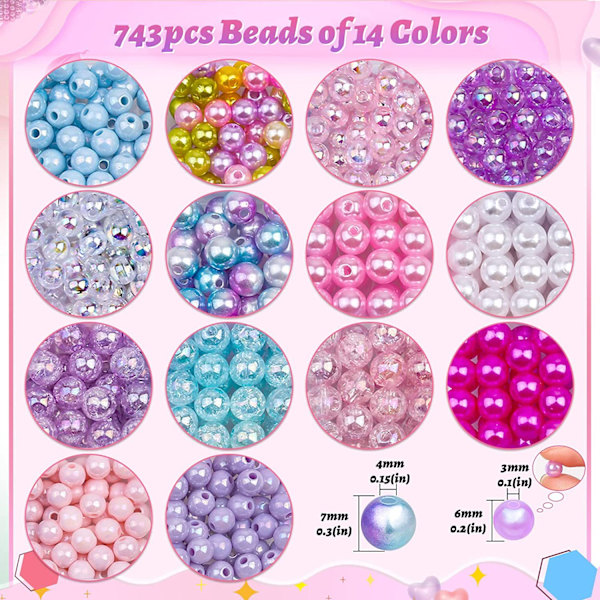 773 stk Havfrue Charm DIY Perlesæt til Børn Piger med Perle Sjøstjerne Skal med Havfrue Perler til at Lave Armbånd Halskæde