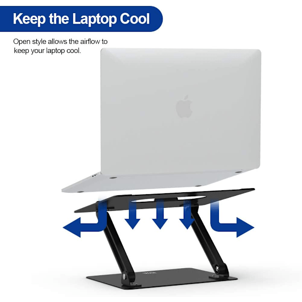 Bærbar datamaskin stativ i aluminium, ergonomisk justerbar bærbar datamaskin stativ for Air, Pro, Dell, HP, Lenovo Mer 10-14 tommers bærbare datamaskiner (svart)