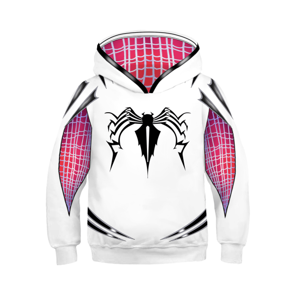 Marvel Spider-Man huvtröja för barn 3D digital utskrift Gwen cosplay anime barnkläder huvtröja Spiderman sweatshirt 17 160cm