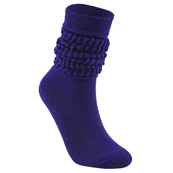 Kvinnor Män Flerfärgade Slouch Bootstrumpor Casual Extra lång Lös staplad Chunky Scrunch Knähöga strumpor Ruchade Bubble Benvärm Dark purple