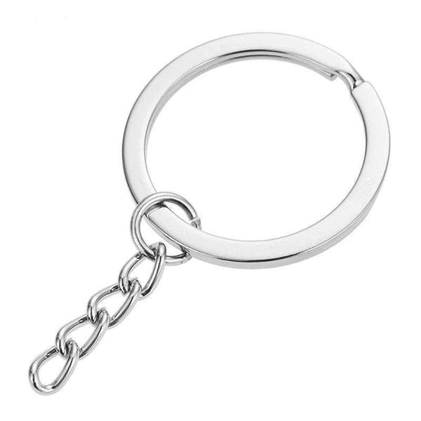 50-pak - Nøgleringe 25mm - Kort kæde Silver Silver