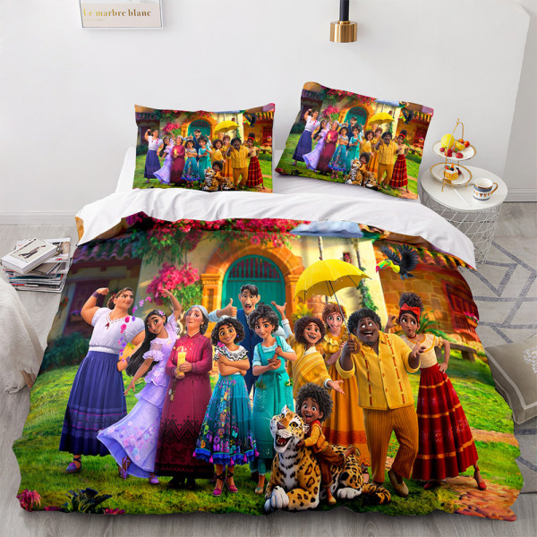 Magic Full House Encanto Printing 3d Quilt Cover Tredelad set för studenter och barn Hemtextilier 14 260*220 Three-piece Set