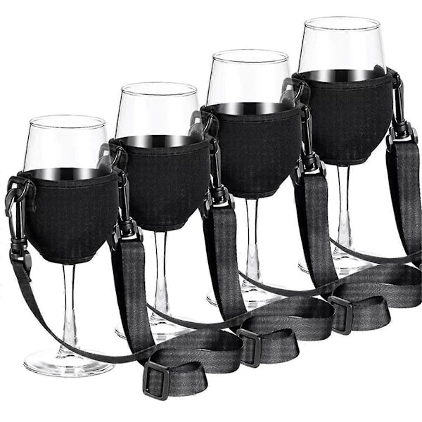 4 stk Bærbare Vinglassholdere Stropper Vinglass Sling Ok Vinglassholder Støtte Halsrem for Bursdag