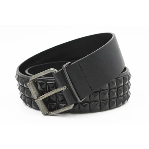 Glänsande Pyramid Mode Nitbälte Dubbbälte för män och kvinnor Punkrock med nålspänne Black belt Black  belt 125cm