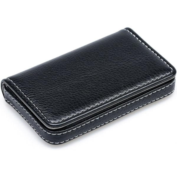 Læder visitkortholder med magnetisk lukning Black