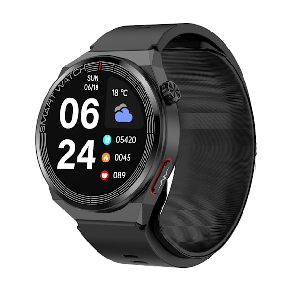 Smartwatch med EKG, blodtryk, hjertefrekvens, iltmætning Svart Sort