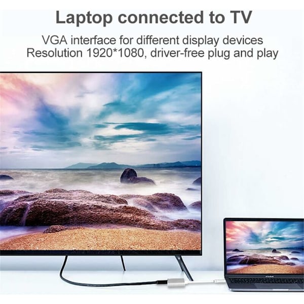 USB C - HDMI VGA -sovitin, 2 in 1 Type C - HDMI 4K, VGA 1080P yhteensopiva MacBook Pro/Air 2020 2019, iPad Pro, Surface, harmaa
