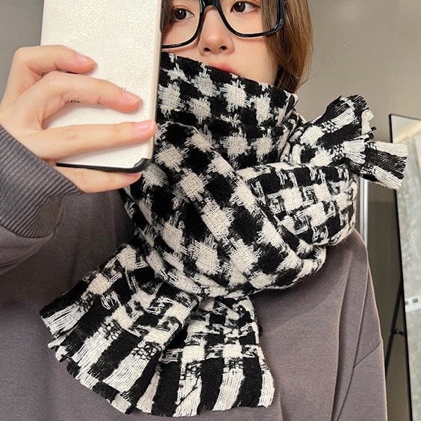 Sjal för kvinnor vinter, Kvinnors mysiga varm vinter höst filt sjal snygg mjuk chunky rutig jätte sjal kappa