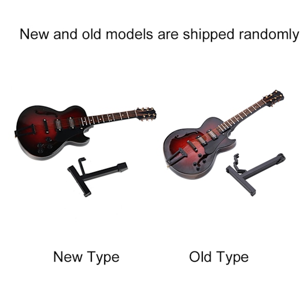 5,5 tommer Klassisk Miniatyrgitarreplika med Stativ og Etui Instrument Ornament Julegave