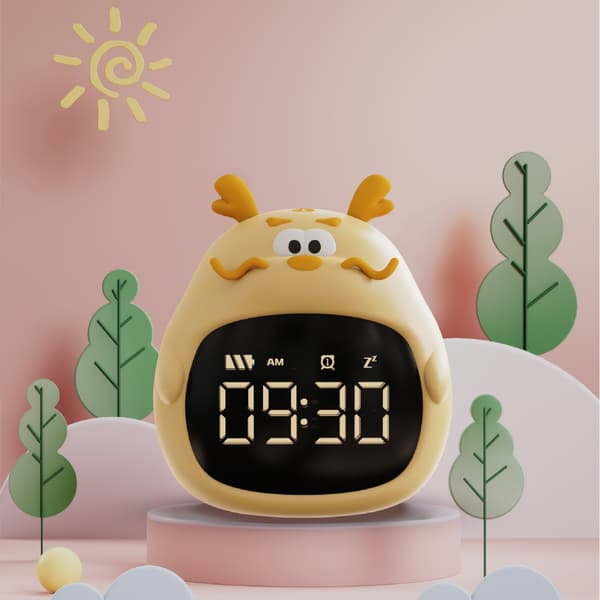 Barn Digital Väckarklocka Snooze Tyst Ingen Ticking Sovrum Gul