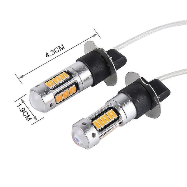 2 stk H3 10W 30 SMD-4014 LED-tåkelys for bil, DC 12V Orange Light