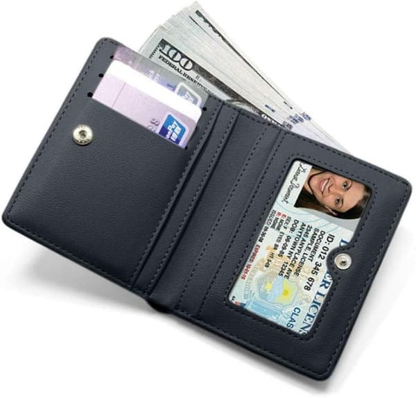 Damplånböcker Liten Bifold Läderficka Plånbok Dam Mini Kort Plånbok (svart)