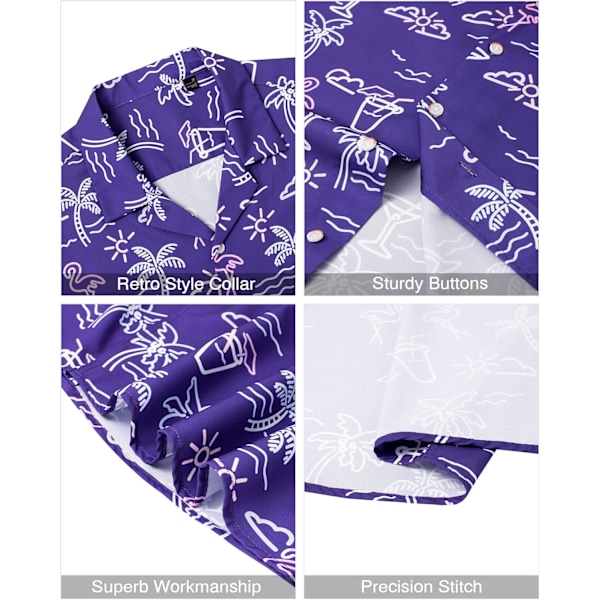 Miesten Havaiji-paita ja shortsit -setti Regular Fit lyhythihainen rento funky ranta flamingo paita setti L L Navy