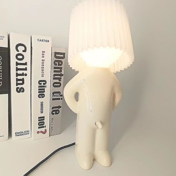 Kreativ lampa Busig pojke Blyg man Liten nattlampa Heminredning Eu-kontakt White