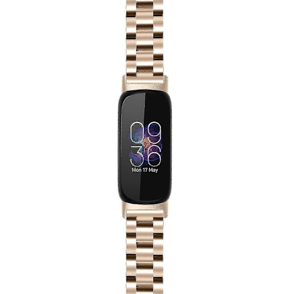 Armband för Fitbit Inspire 3 Rostfritt Stål 3 Pärlor Ersättningsarmband för Smartklocka - Perfet Champagne Gold