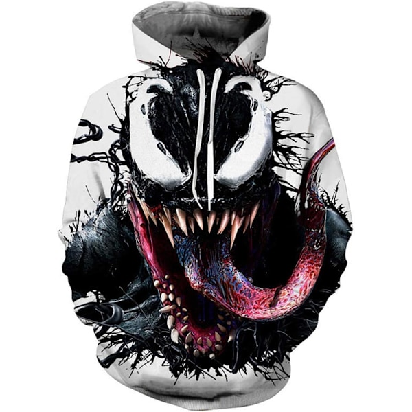 EUDOLAH Herr Långärmad Tröjor Neon Tryckta Hoodies 3D Grafisk Jumpers Djur Sportkläder 0 Venom S-M