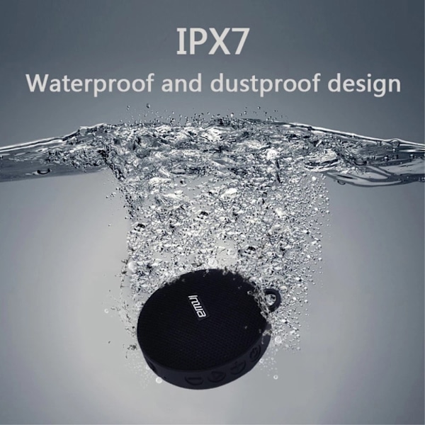 Bluetooth Högtalare Subwoofer IPX7 Vattentät Trådlös Musik Support TF För Cykel Black Svart