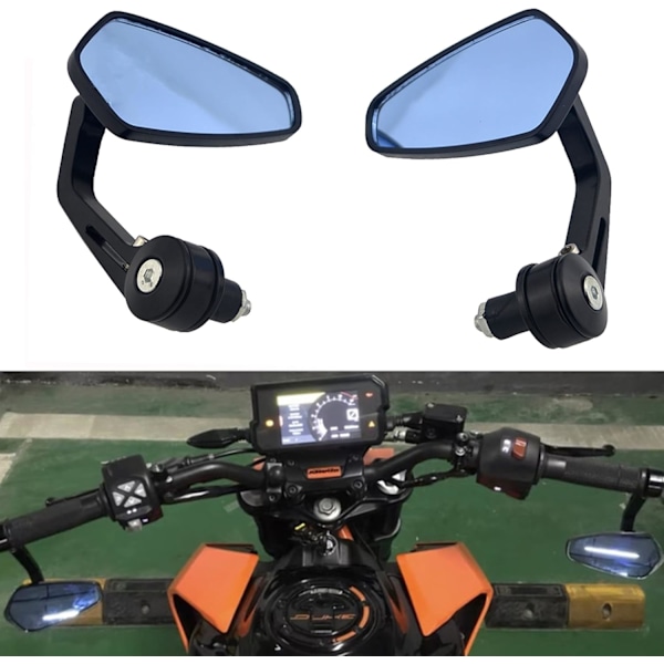 Motorcykelspeglar, 7/8" 22mm Motorcykelstyre Ändbackspegel, Anti-Glare Motorcykelsidospeglar, för Scooter Yamaha Z750 Z1000 MT03 MT09 FZ1 FZ6