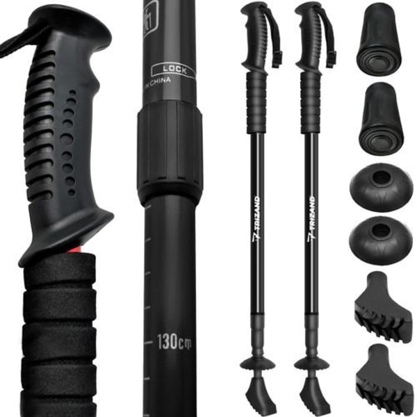 Gåstave / Vandrestave med forskellige gummispidser Black Svart