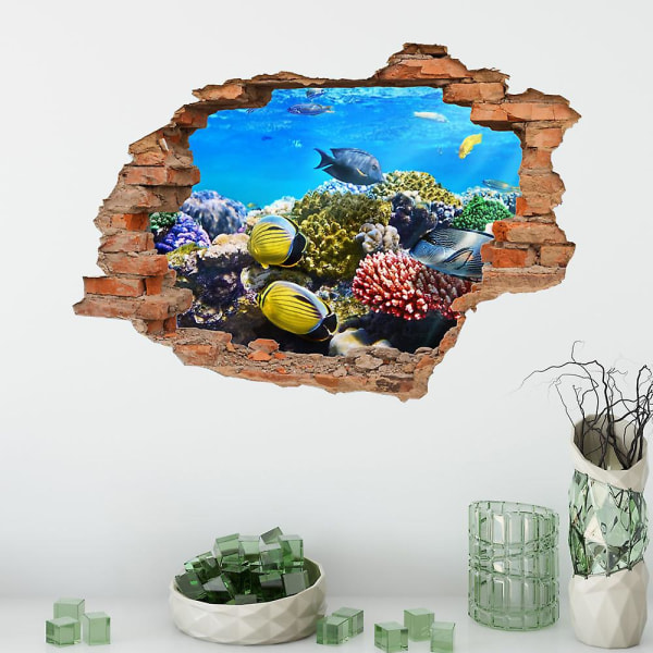 3D-väggklistermärke med hålmönster för vägg (fisk)