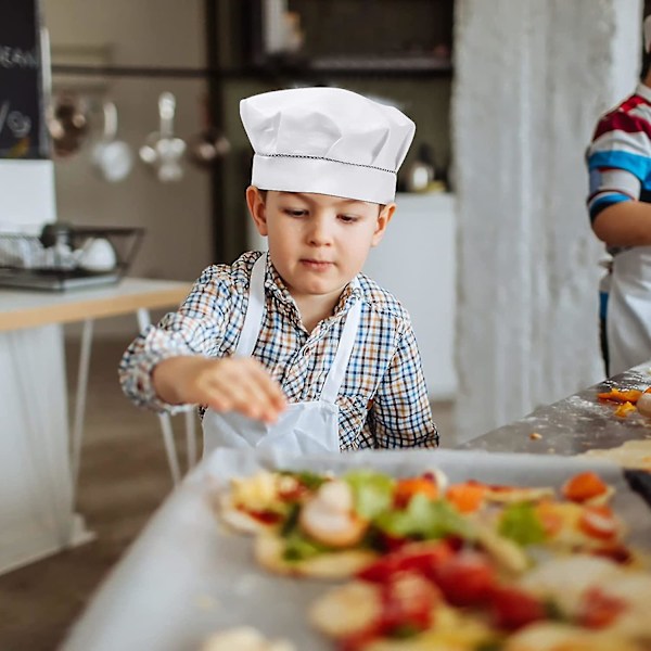 4 st barnkockhattar 3-13 år gamla, justerbar matlagningsmössa pojkeflicka, andningsbar kock i polycotton, cap för toddler för husmanskost (wh