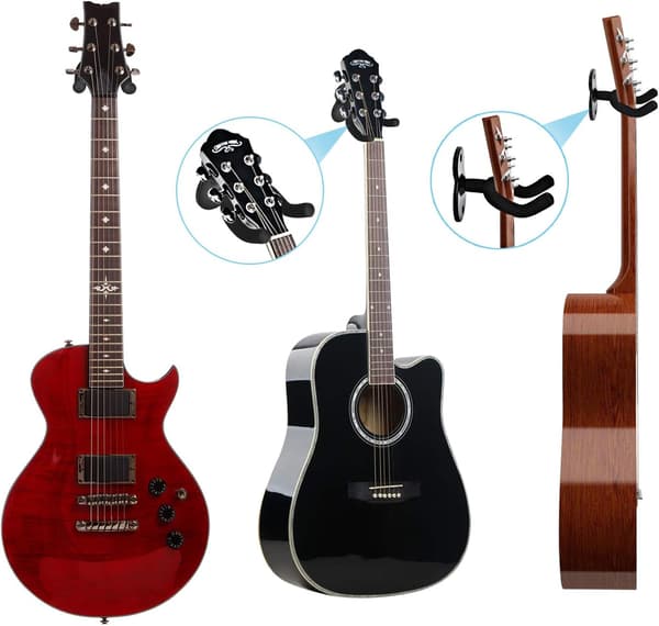 Väggmonterat gitarrhängare för akustisk gitarr, elgitarr, klassisk gitarr, bas och ukulele (2-PACK)
