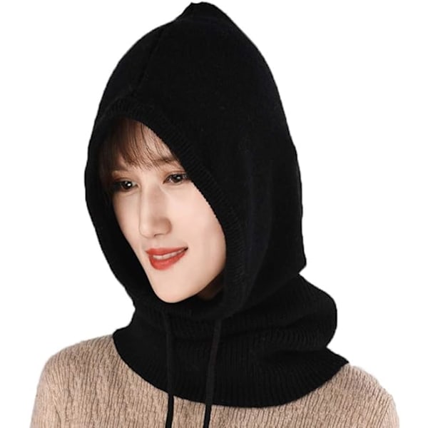 Kvinnors Balaclava Huva Mössa Vinter Kasmirstickade Mössor Skidmask Skidmössa Utomhus (Svart) Black