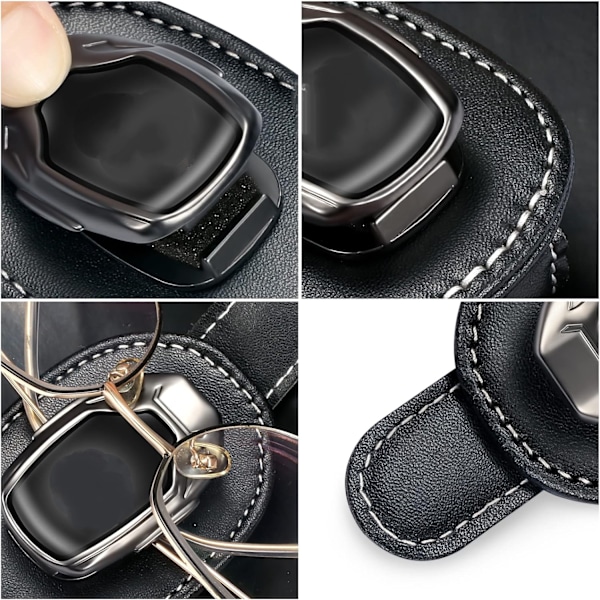 Passande för Benz Car Sunglasses Holder, Läder Glasögonhållare för A C E S GLK CLA GLA GLC GLE CLS SLK AMG, Glasögonhållare för Bil Solskydd khaki