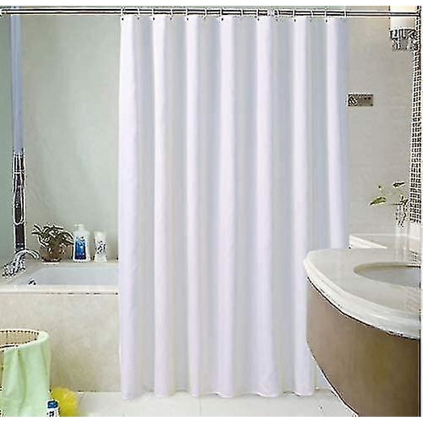 Duschdraperi i enfärgat tyg - Vit 180 X 220 Cm - Extra lång