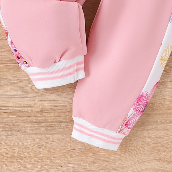 2st Baby Girl Tyg Blomma Design Casual Långärmad Set Pink 3-6Months