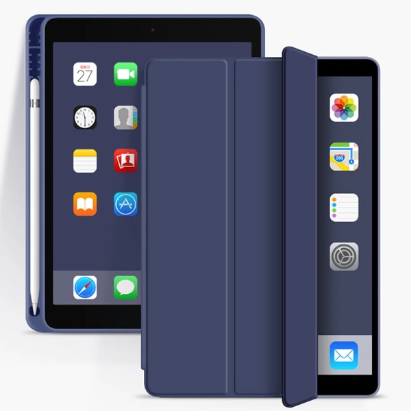 Med case iPad 9:e generationens case 2021/iPad 8:e generationens case 2020 10,2 tums iPad 7:e generationens fodral 2019 för automatisk cover /sömn Dark blue iPad Air 2 Air 1 9.7